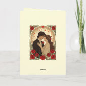 Romance And Red Roses Art Nouveau Illustration Karte (Rückseite)