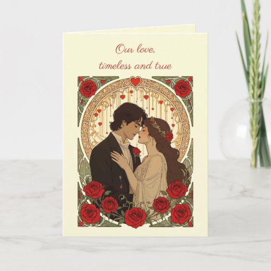 Romance And Red Roses Art Nouveau Illustration Karte (Vorderseite)