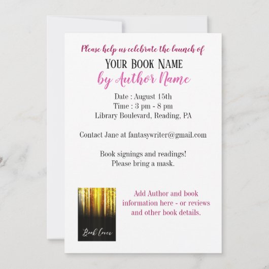 Romance Book Launch Party Einladung (Rückseite)