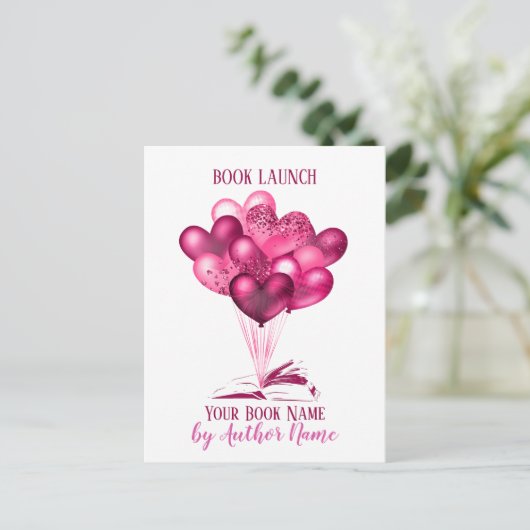 Romance Book Launch Party Postcard Einladung (Stehend Vorderseite)