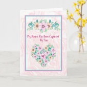 Romance Card mit floralem Herzen Karte (Gelbe Blume)