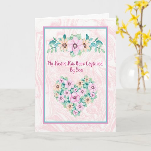 Romance Card mit floralem Herzen Karte (Gelbe Blume)