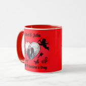 Romance Cute Red Heart Cupid Photo Valentines Day Tasse (Vorderseite Links)