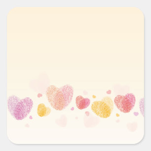Romance Fingerprint Liebe Herz Quadratischer Aufkleber