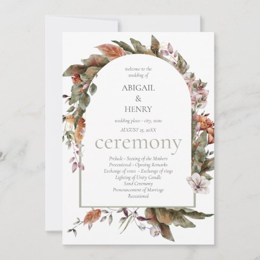 Romance Floral Wedding Programme Herbst Romance (Vorderseite)