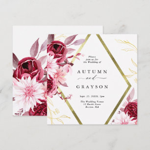 Romance Gold Frame Blumenhochzeit im Herbst Einladung