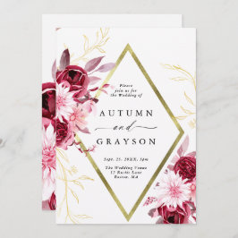 Romance Gold Frame Blumenhochzeit im Herbst Einladung
