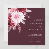 Romance Gold Frame Blumenhochzeit im Herbst Einladung (Vorderseite)