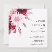 Romance Gold Frame Blumenhochzeit im Herbst Einladung (Vorderseite)