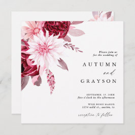 Romance Gold Frame Blumenhochzeit im Herbst Einladung