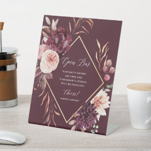 Romance Goldrahmen Hochzeit im Herbst Open Bar Sockelschild