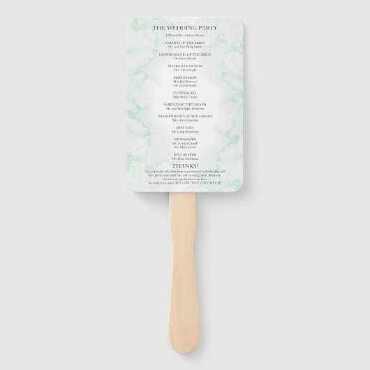 Romance Greenery Wedding Program Fächer (Rückseite)