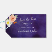 Romance in Bloom Wedding Save the Date Geschenkanhänger (Rückseite Horizontal)