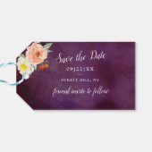 Romance in Bloom Wedding Save the Date Geschenkanhänger (Rückseite Horizontal)