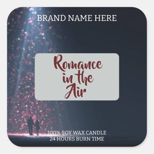 Romance in the Air Candle Label – Gothic & Elegant Quadratischer Aufkleber (Vorderseite)