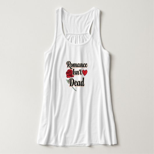 "Romance Isn't Dead" with Red Rose and Heart Tank Top (Design Vorderseite)