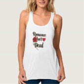 "Romance Isn't Dead" with Red Rose and Heart Tank Top (Vorderseite)
