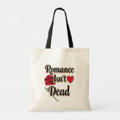 "Romance Isn't Dead" with Red Rose and Heart Tragetasche (Rückseite)