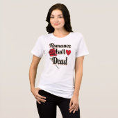"Romance Isn't Dead" with Red Rose and Heart Tri-Blend Shirt (Vorderseite voll)