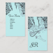 ROMANCE MONOGRAM , schwarz und blau Visitenkarte (Vorne/Hinten)