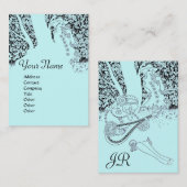 ROMANCE MONOGRAM , schwarz und blau Visitenkarte (Vorne/Hinten)