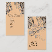 ROMANCE MONOGRAM, schwarz und rosa Visitenkarte (Vorne/Hinten)