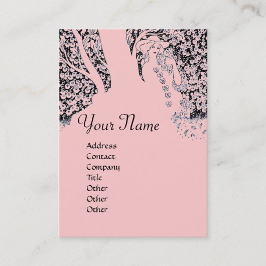 ROMANCE MONOGRAM , schwarz und rosa Visitenkarte (Vorderseite)