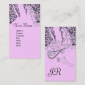ROMANCE MONOGRAM , schwarz und rosa Visitenkarte (Vorne/Hinten)