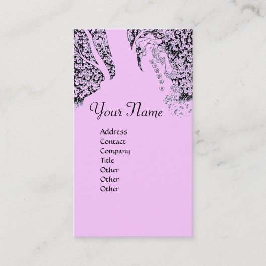 ROMANCE MONOGRAM , schwarz und rosa Visitenkarte (Vorderseite)