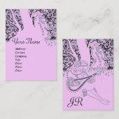 ROMANCE MONOGRAM , schwarz und rosa Visitenkarte (Vorne/Hinten)