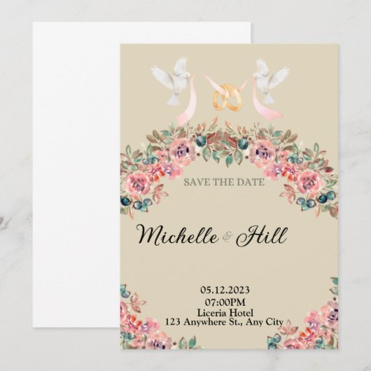 Romance Monogram Wedding initials Einladung (Vorne/Hinten)