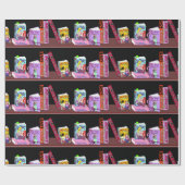 Romance Novel Bookshelf Wrapping Paper gift wrap Geschenkpapier (Flach)