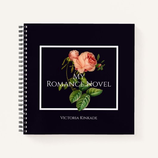 Romance Novel Notebook mit Vintag rosa Rose Notizblock (Vorderseite)