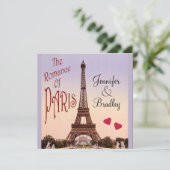 Romance Paris ~ Vintager Hochzeit Einladung (Stehend Vorderseite)