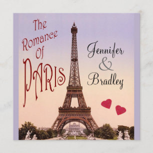 Romance Paris ~ Vintager Hochzeit Einladung