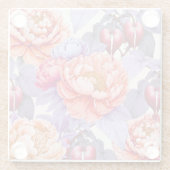 Romance Peony & Bleeding Heart Blume Untersetzer (Rückseite)