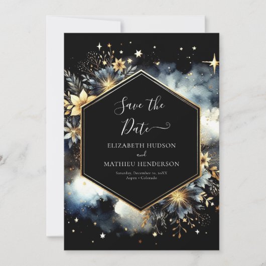 Romance Printable Celestial Wedding Save The Date (Vorderseite)