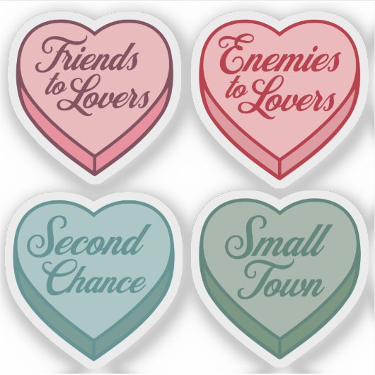 Romance Reader Candy Heart Set Aufkleber (Vorderseite)