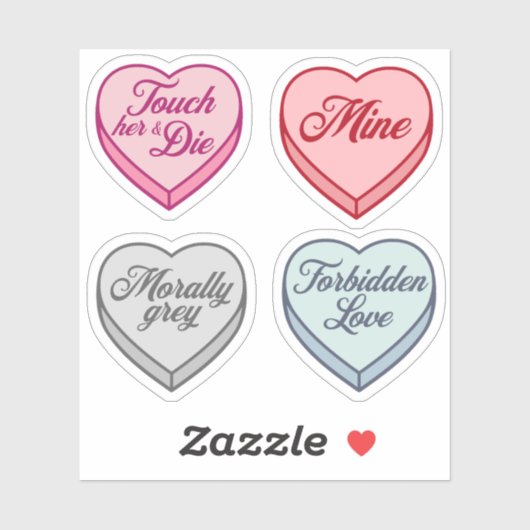 Romance Reader Candy Heart Set Aufkleber (Blatt)