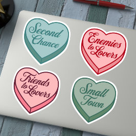 Romance Reader Candy Heart Set Aufkleber
