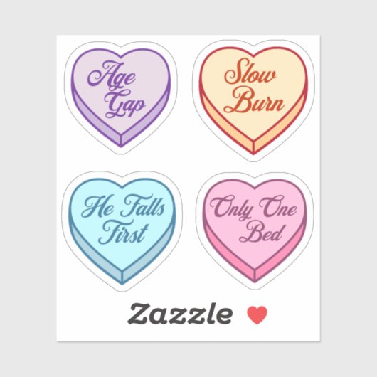 Romance Reader Candy Heart Set Aufkleber (Blatt)