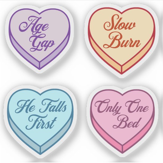 Romance Reader Candy Heart Set Aufkleber (Vorderseite)