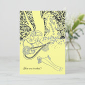 ROMANCE/ROMANTIC LOVERS BLACK YLLOW WEDDING PARTY EINLADUNG (Stehend Vorderseite)