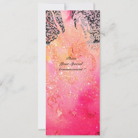 ROMANCE/ROMANTISCHE LIEBER IN PINK FUCHSIA GLITZER EINLADUNG (Rückseite)