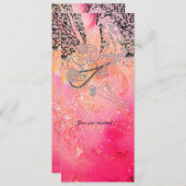 ROMANCE/ROMANTISCHE LIEBER IN PINK FUCHSIA GLITZER EINLADUNG (Vorne/Hinten)