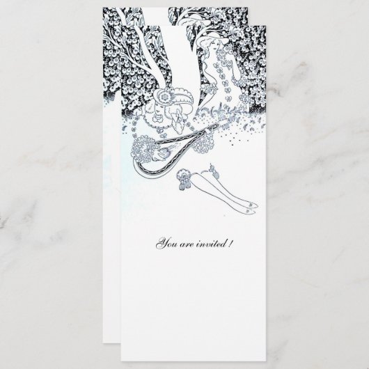 ROMANCE, ROMANTISCHE LIEBER SCHWARZ-WEISSE WEDING  EINLADUNG (Vorne/Hinten)