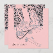 ROMANCE/ROMANTISCHE LIEBER SCHWARZE PINK WEDDING P EINLADUNG (Vorne/Hinten)