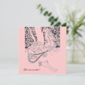 ROMANCE/ROMANTISCHE LIEBER SCHWARZE PINK WEDDING P EINLADUNG (Stehend Vorderseite)