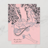 ROMANCE/ROMANTISCHE LIEBER SCHWARZE PINK WEDDING P EINLADUNG (Vorne/Hinten)