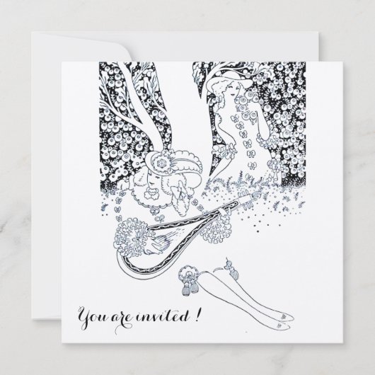 ROMANCE, ROMANTISCHE LIEBER SCHWARZE SILVER WEDDIN EINLADUNG (Vorderseite)